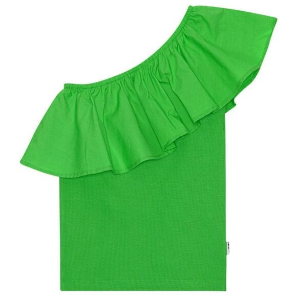 Molo NWOT Girls’ Rebecca Green Tank Top with One Shoulder & Wide Ruffle at Neck. - Picture 2 of 5